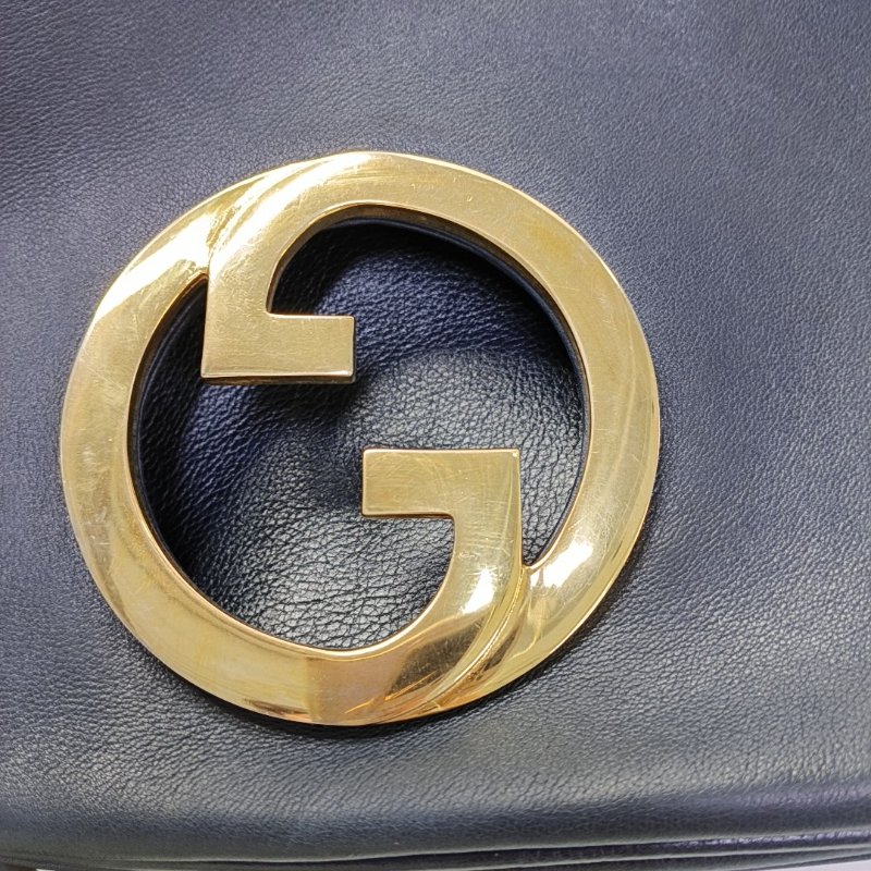 GUCCI Blondie黑色牛皮單肩包手拿包斜挎包 金色五金-10
