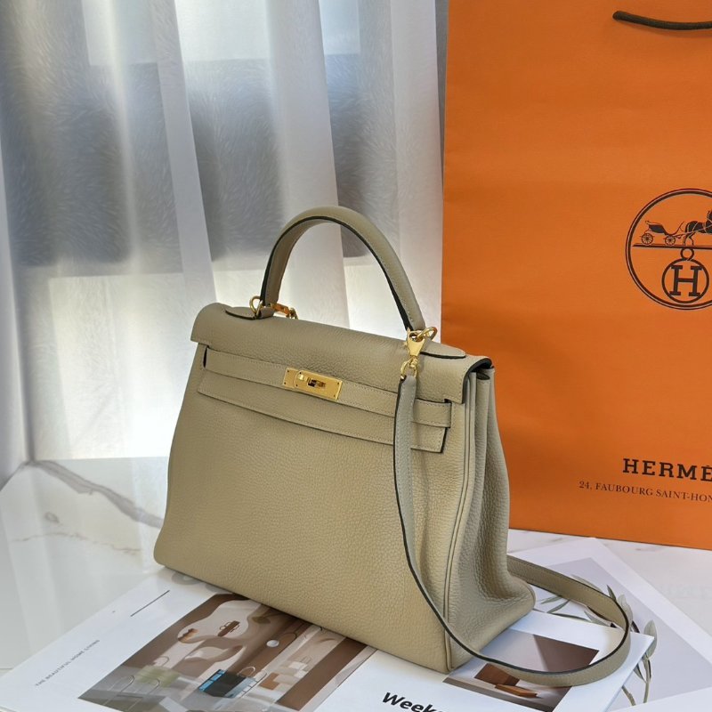 HERMES Kelly 32 - 風衣灰金 X-6