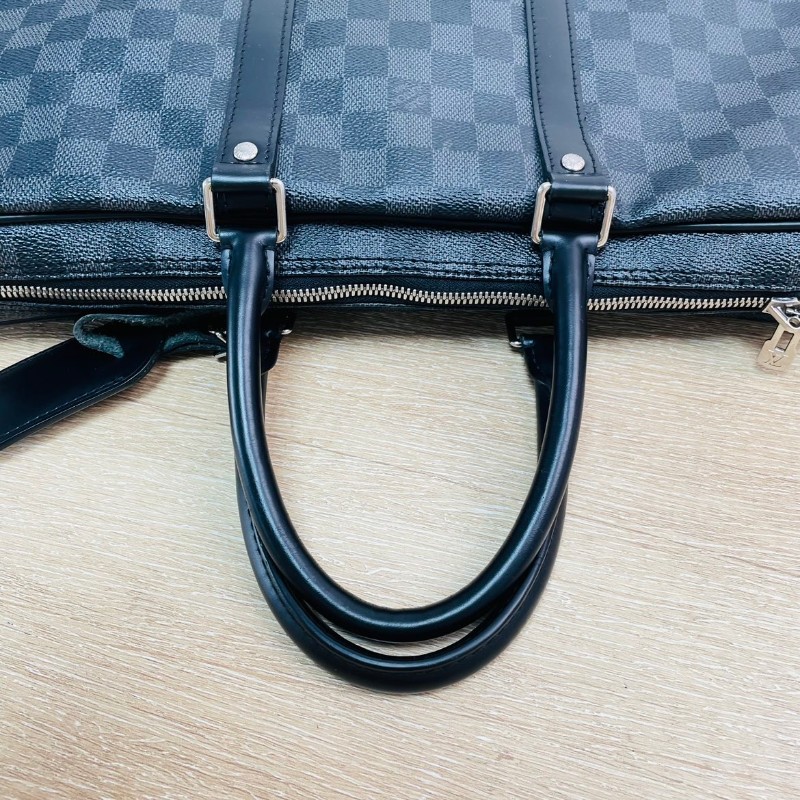 LV  黑棋盤格手提包 經典Damier Graphite 電腦公事包-13