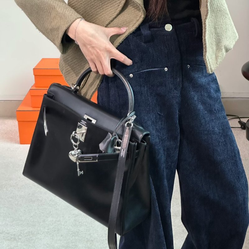 HERMES Kelly 32 - 黑銀 🄹-8