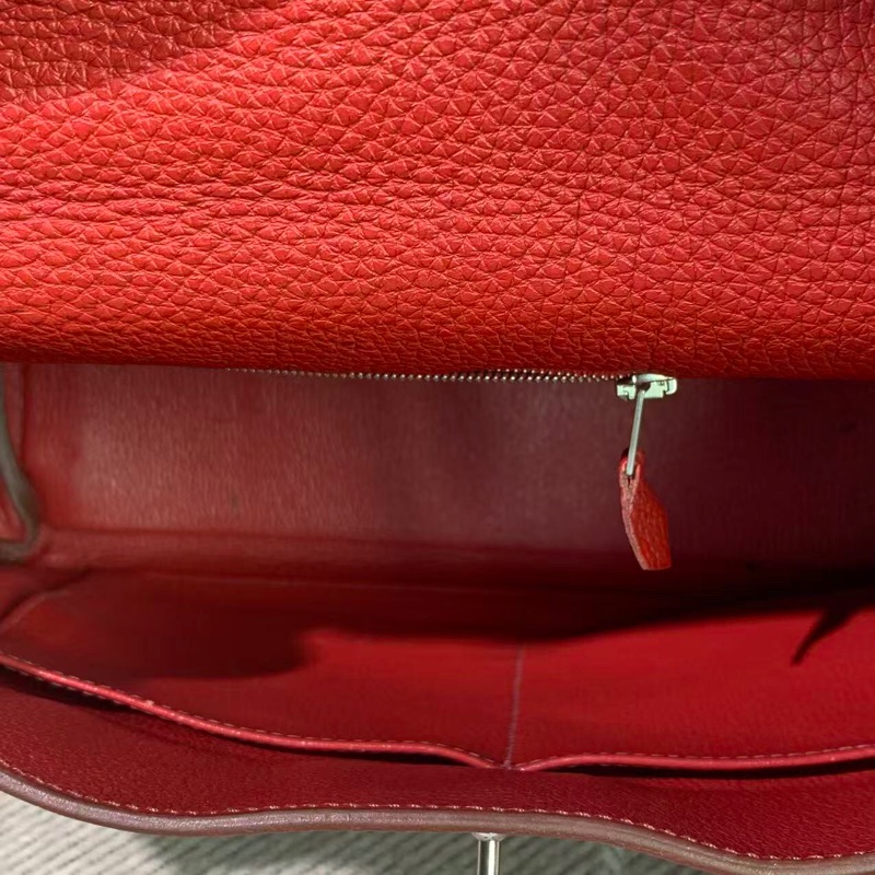 二手 Hermes 爱马仕 Kelly32 国旗红皮银扣 n 刻-1