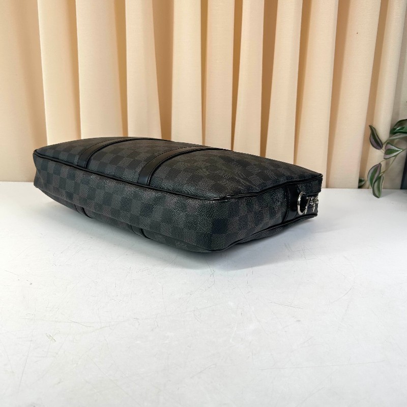 LV Porte Documents Voyage 黑色棋盤格電腦公事包 肩帶-6