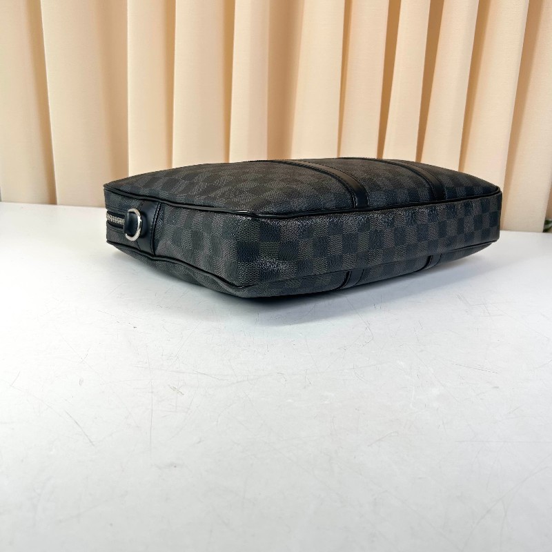 LV Porte Documents Voyage 黑色棋盤格電腦公事包 肩帶-7