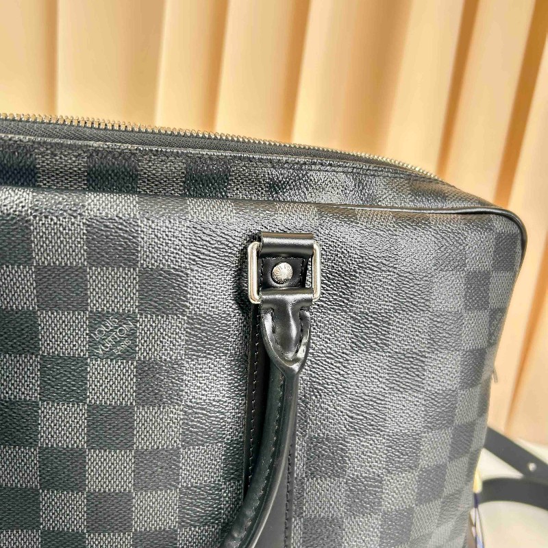 LV Porte Documents Voyage 黑色棋盤格電腦公事包 肩帶-11