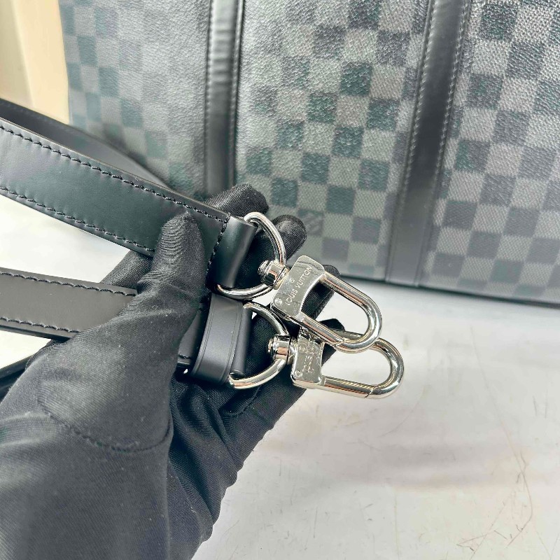 LV Porte Documents Voyage 黑色棋盤格電腦公事包 肩帶-14