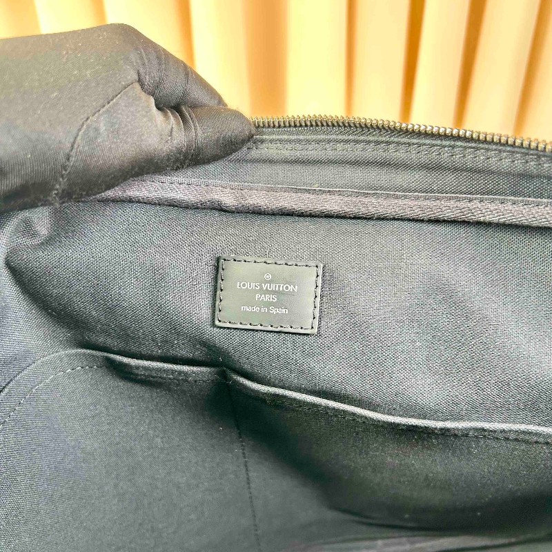 LV Porte Documents Voyage 黑色棋盤格電腦公事包 肩帶-15