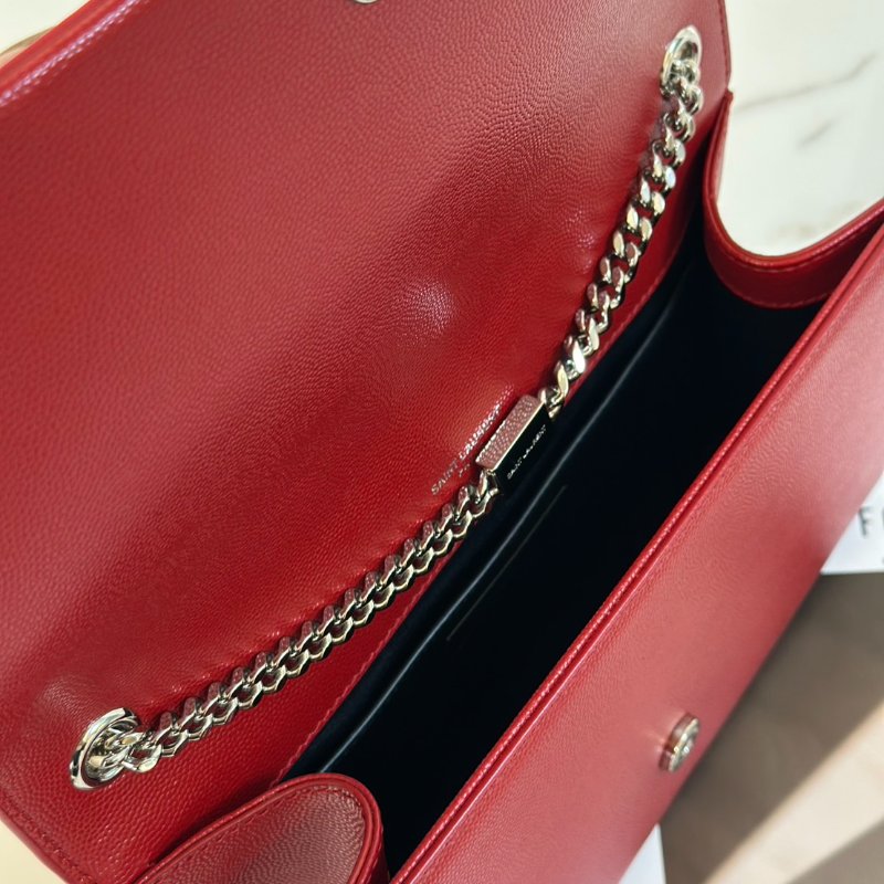 YSL Kate 流蘇鍊帶斜背包 - 紅銀-2