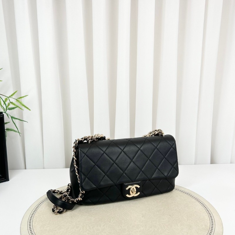 Chanel 黑色全皮CF 菱格紋 肩背包斜背包-3