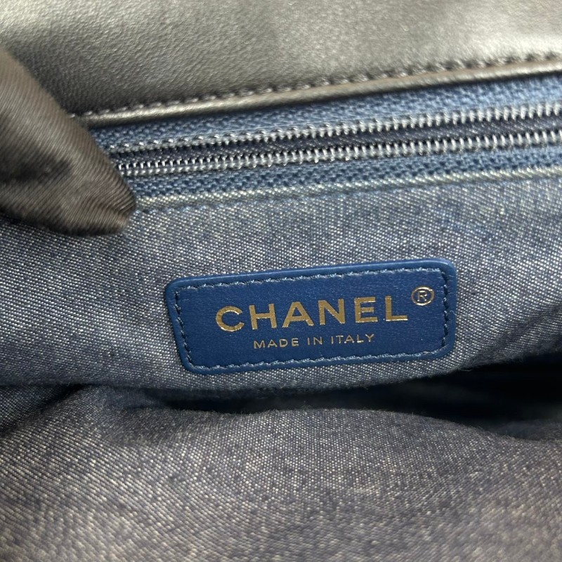 Chanel 黑色全皮CF 菱格紋 肩背包斜背包-12