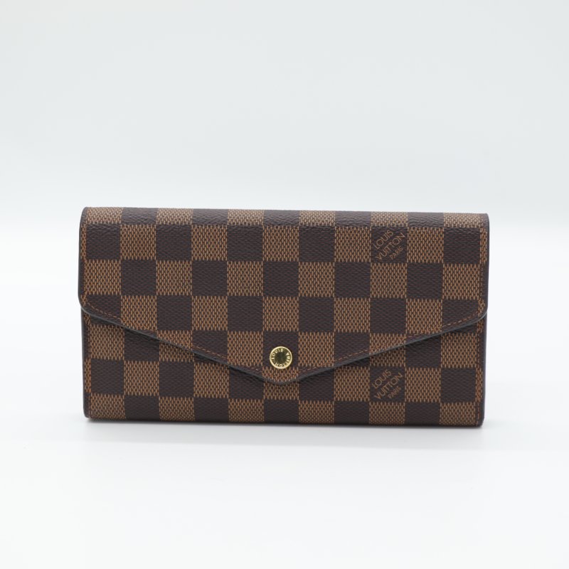 Louis Vuitton 路易威登 Sarah Damier Ebène 棕色 棋盤格 帆布 長夾-1