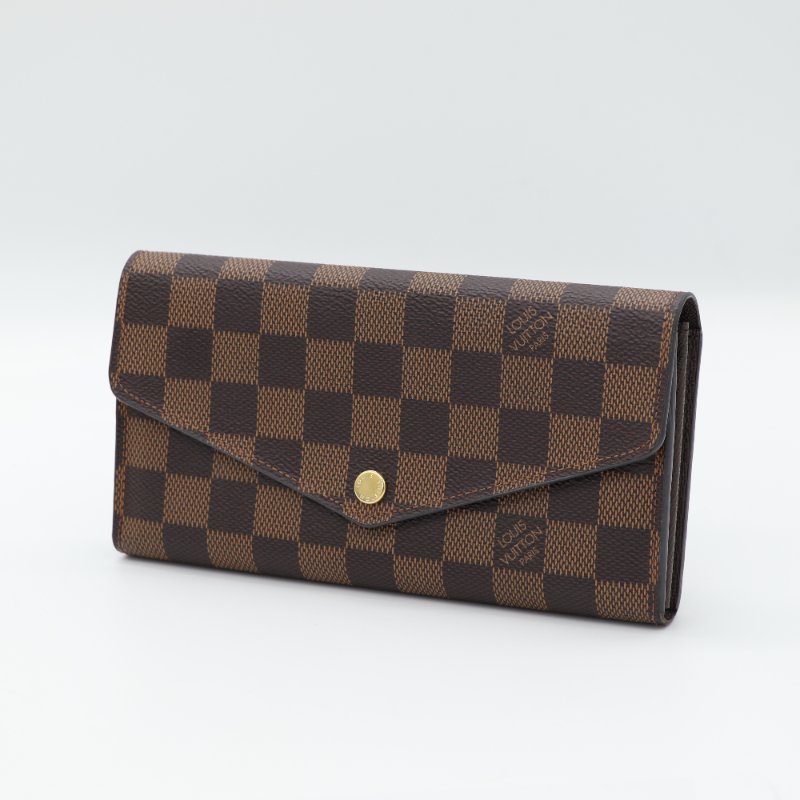 Louis Vuitton 路易威登 Sarah Damier Ebène 棕色 棋盤格 帆布 長夾-2