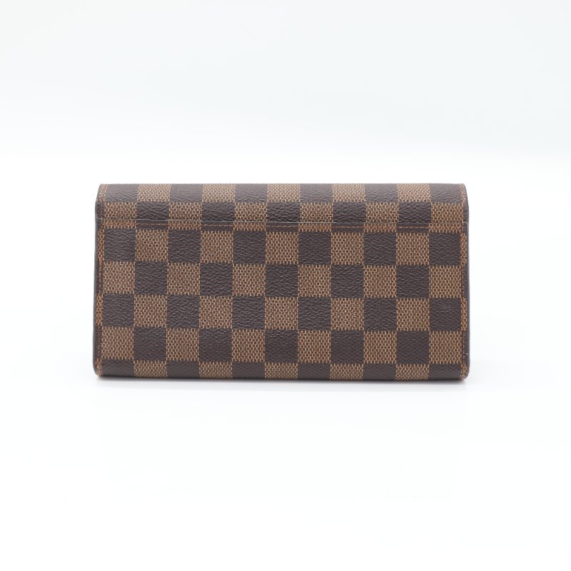 Louis Vuitton 路易威登 Sarah Damier Ebène 棕色 棋盤格 帆布 長夾-3