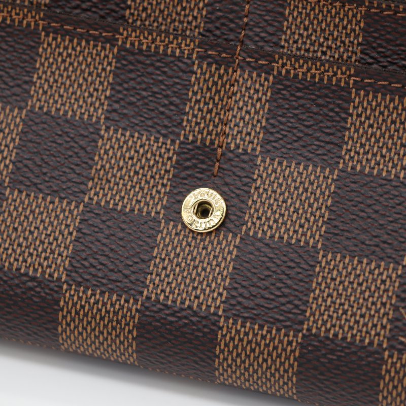 Louis Vuitton 路易威登 Sarah Damier Ebène 棕色 棋盤格 帆布 長夾-12