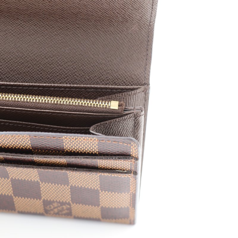 Louis Vuitton 路易威登 Sarah Damier Ebène 棕色 棋盤格 帆布 長夾-14