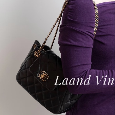 ✨Chanel 24p新款 黑金2way hobo 99新晶片款🖤