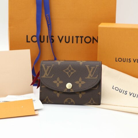 Louis Vuitton 路易威登 Rosalie 棕色 帆布 金釦 零錢包 短夾