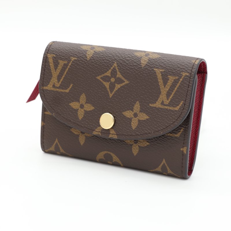 Louis Vuitton 路易威登 Rosalie 棕色 帆布 金釦 零錢包 短夾-2
