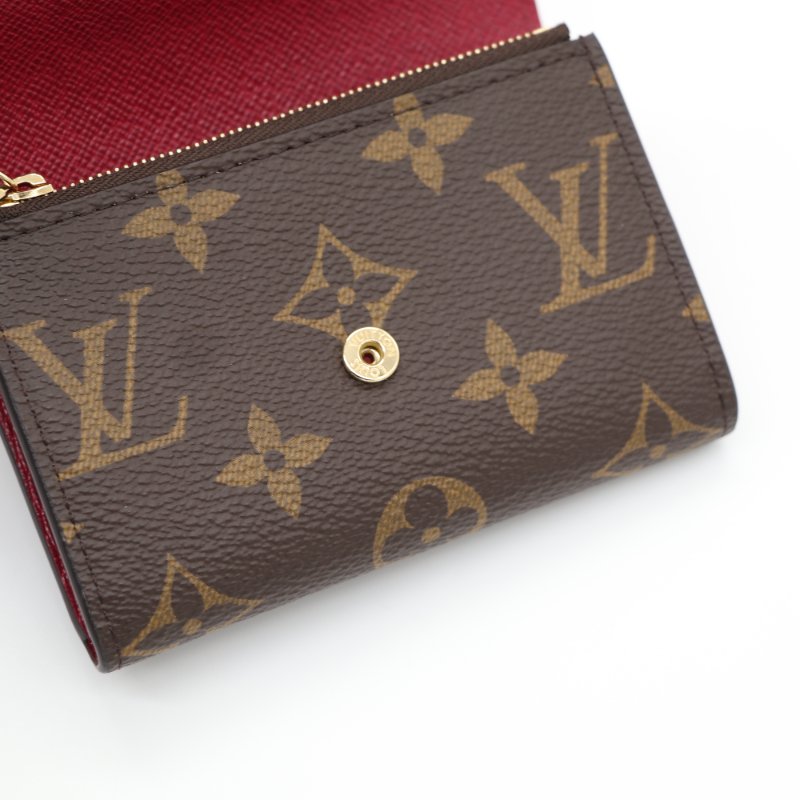 Louis Vuitton 路易威登 Rosalie 棕色 帆布 金釦 零錢包 短夾-4