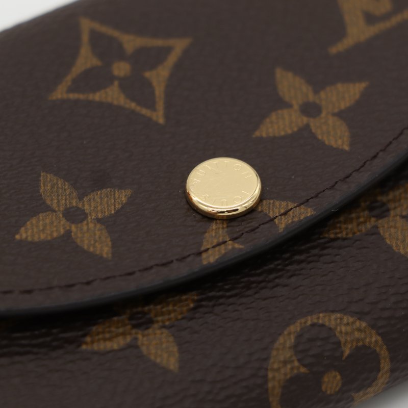 Louis Vuitton 路易威登 Rosalie 棕色 帆布 金釦 零錢包 短夾-5