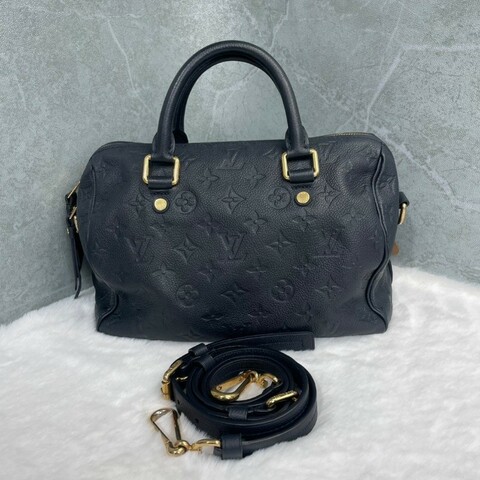 LV 全皮壓紋 深藍偏黑 speedy25枕頭包