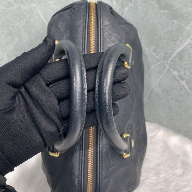 LV 全皮壓紋 深藍偏黑 speedy25枕頭包-2