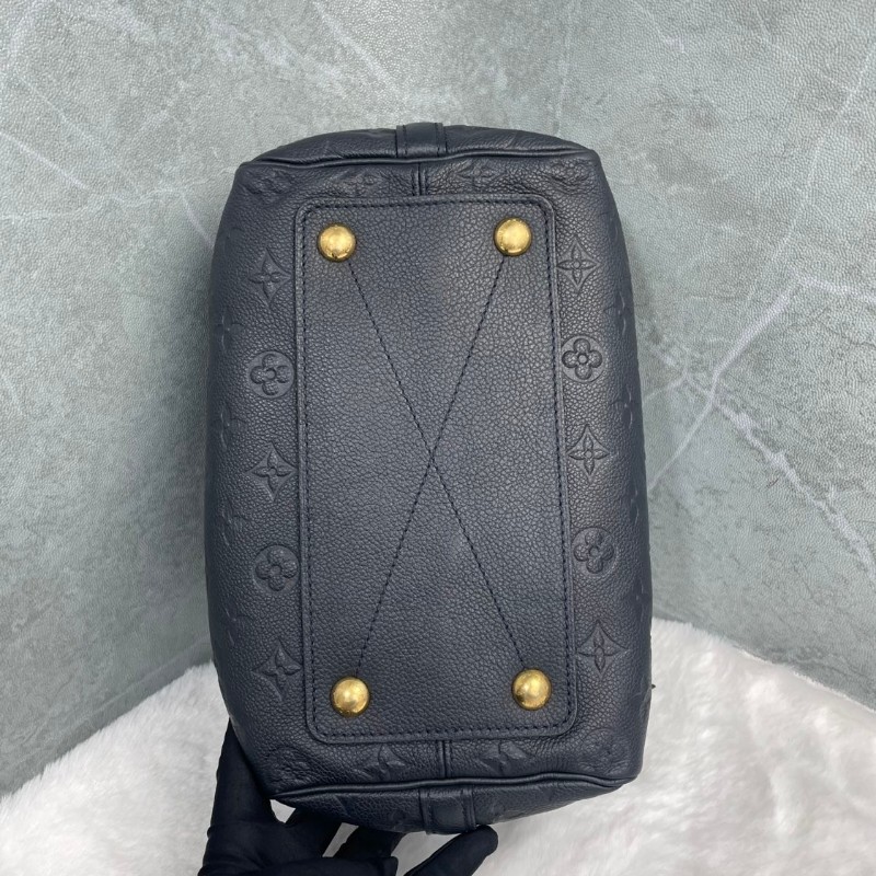 LV 全皮壓紋 深藍偏黑 speedy25枕頭包-4