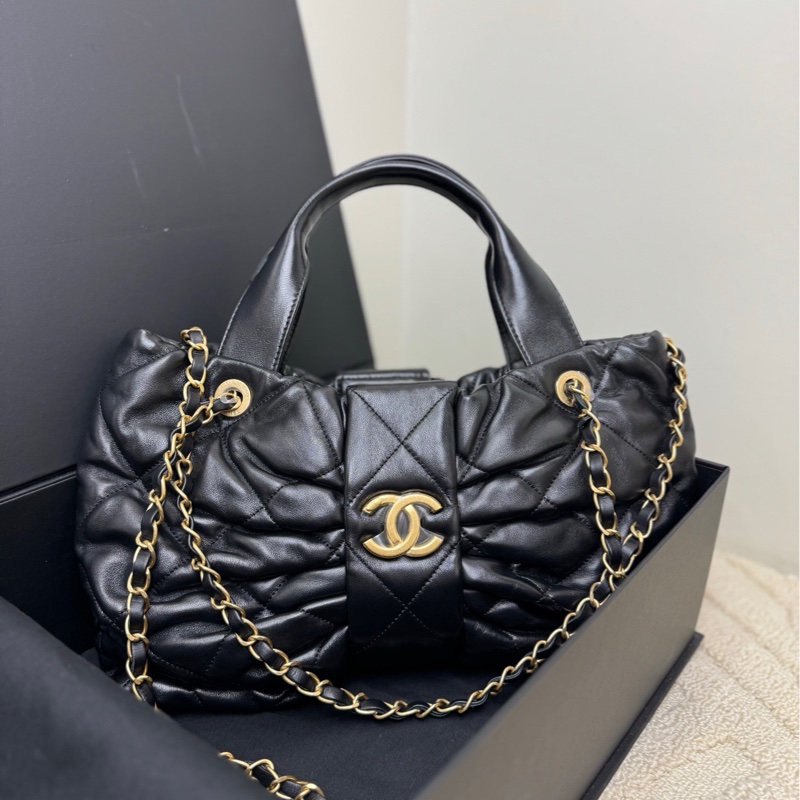 【全❤️全套】Chanel 25k秀款蝴蝶結中號黑金羊全皮款 手提包 單肩包-1