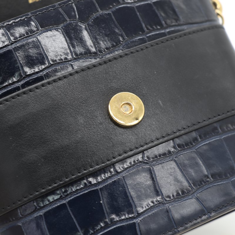 Chloé 蔻依 Aby Lock 海軍藍 黑色 鱷魚壓紋牛皮 小型手提包 肩背包-11