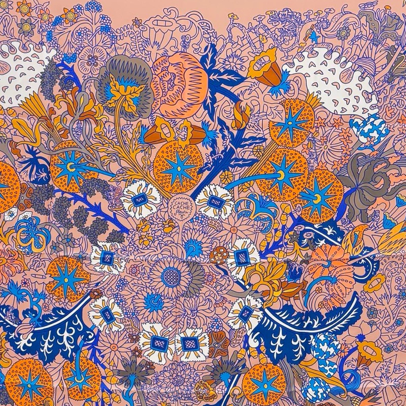 【全❤️全套】Hermes 絲巾圍巾披肩 印度之花 花間圖案-2