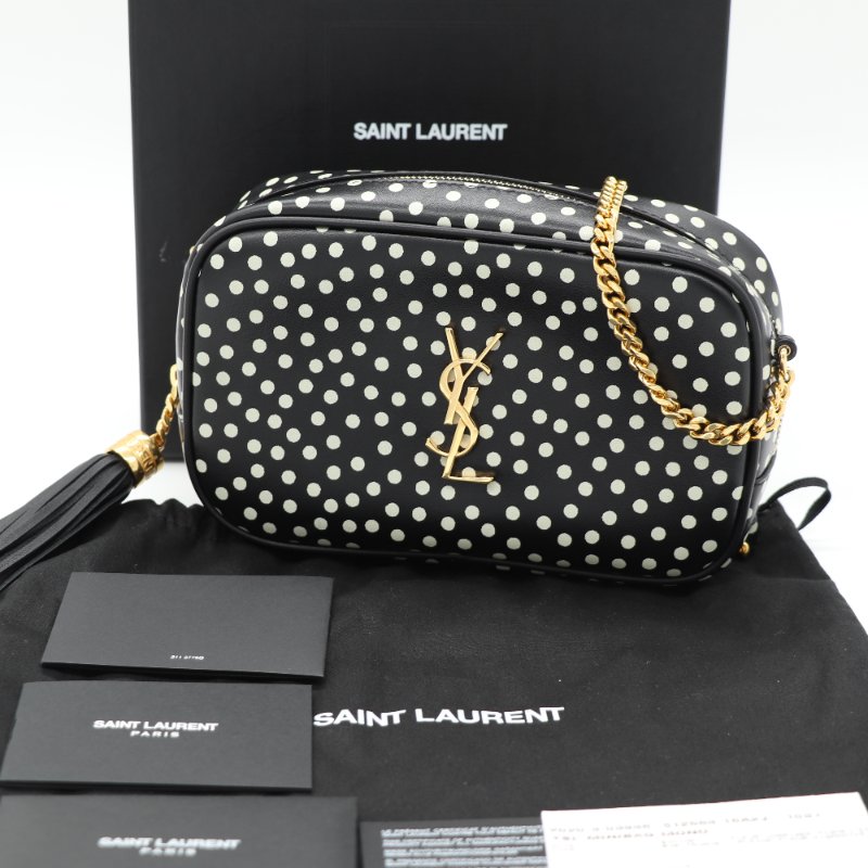Saint Laurent 聖羅蘭 Lou Mini Camera Bag 圓點印花 小牛皮 斜背包 相機包-0