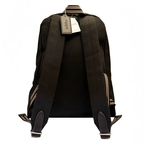 COACH 蔻馳專櫃款繡線字母LOGO帆布中性款後背包(黑)-2