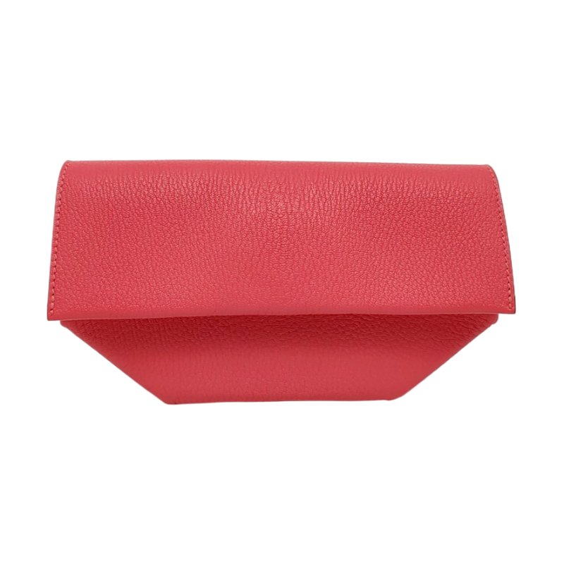 HERMES Opli 驚艷粉Chevre Mysore山羊皮手拿包銀色五金A刻 9.8新-0