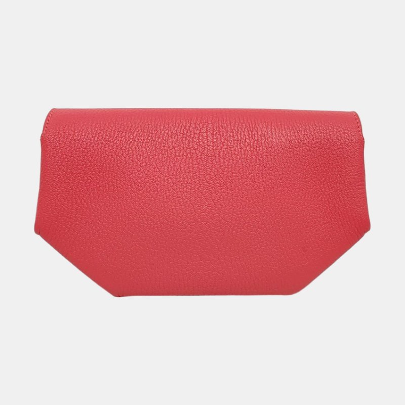 HERMES Opli 驚艷粉Chevre Mysore山羊皮手拿包銀色五金A刻 9.8新-4