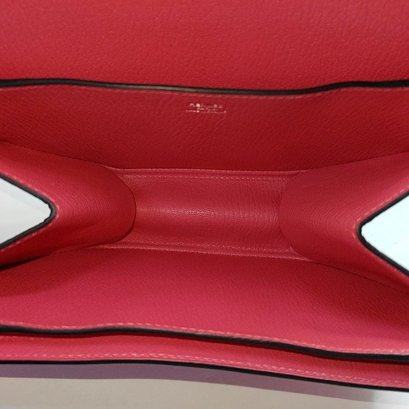 HERMES Opli 驚艷粉Chevre Mysore山羊皮手拿包銀色五金A刻 9.8新-6