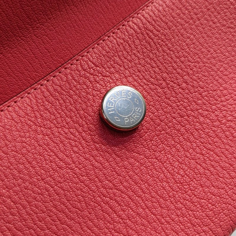 HERMES Opli 驚艷粉Chevre Mysore山羊皮手拿包銀色五金A刻 9.8新-8