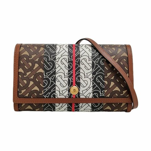 BURBERRY 拼色塗層帆布TB單肩包斜挎包 金色五金 可拆卸肩帶