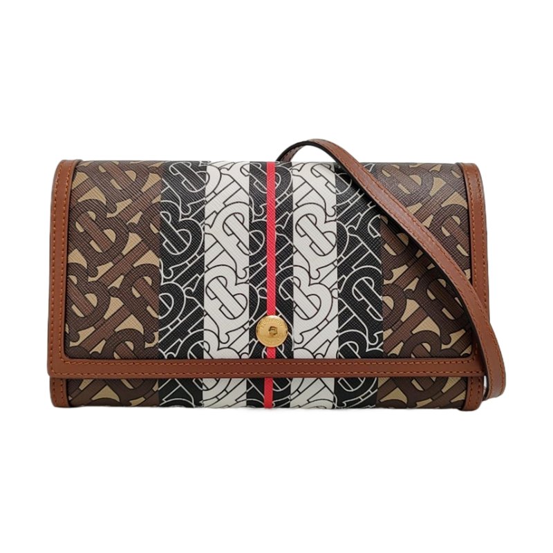 BURBERRY 拼色塗層帆布TB單肩包斜挎包 金色五金 可拆卸肩帶-0