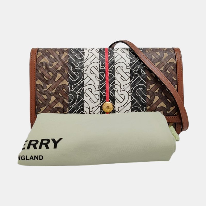 BURBERRY 拼色塗層帆布TB單肩包斜挎包 金色五金 可拆卸肩帶-7