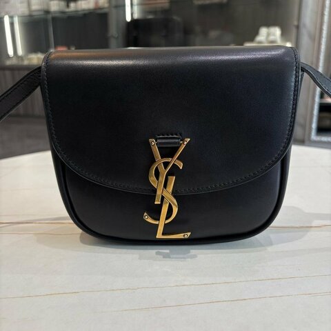 *SHIHNA名牌精品* YSL Saint Laurent KAIA 小款滑面牛皮馬鞍包(黑色)