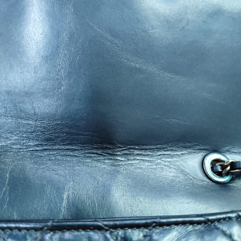 CHANEL CLASSIC FLAP中號深藍色牛皮菱格紋絎縫單肩包 釕色五金 22開-7