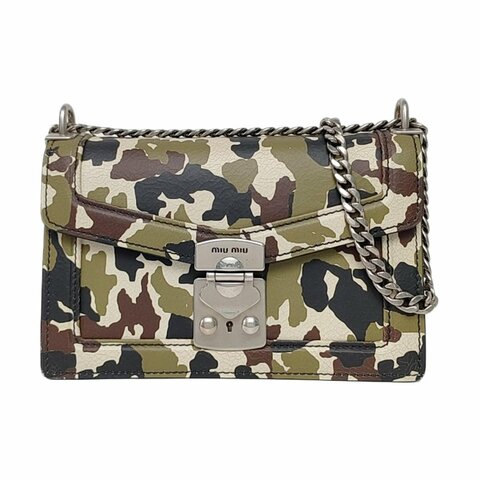 Miu Miu多色牛皮印花斜挎包單肩包銀色五金