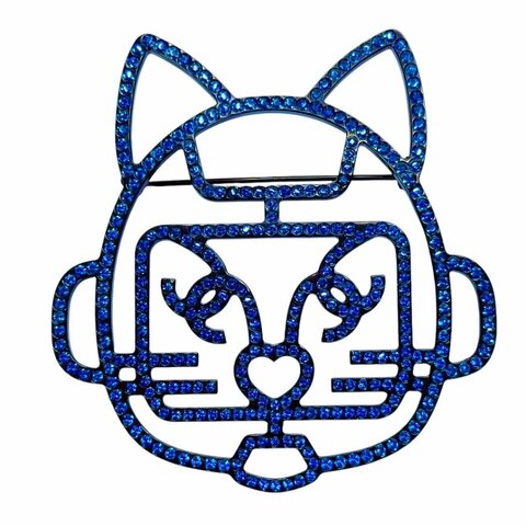 CHANEL CC 機械貓咪🐱 水鑽 胸針