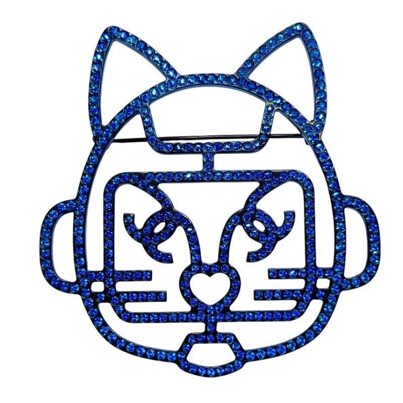 CHANEL CC 機械貓咪🐱 水鑽 胸針-0