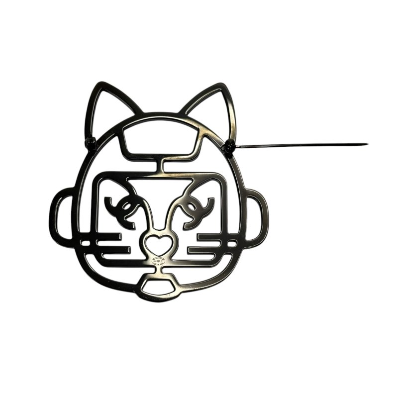 CHANEL CC 機械貓咪🐱 水鑽 胸針-5