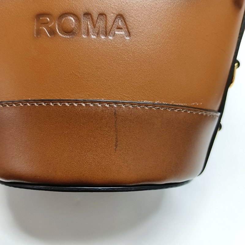 FENDI 水桶包棕色牛皮單肩包斜挎包 金色五金 可拆卸肩帶-9