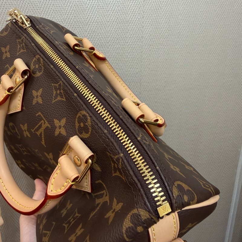 （極新！！）LV 原花金釦Speedy 25手提斜背波士頓包M46977-13