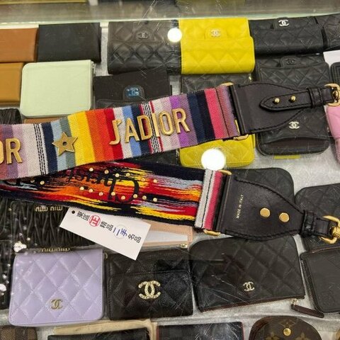 東區正精品㊣CHRISTIAN DIOR 彩色丹寧金色星星字母logo 字母雙面刺繡寬版肩背帶 RA1848