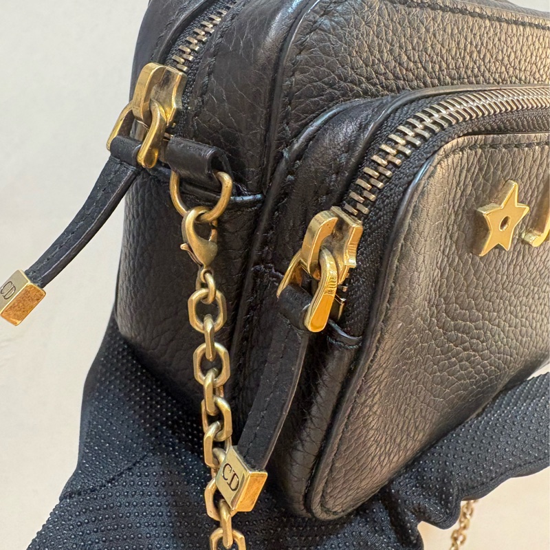 Dior 黑金雙層相機包 復古金鏈條-1