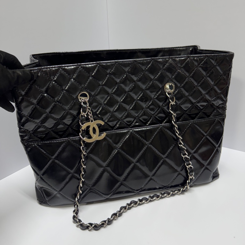 【年底優惠⏰】 Chanel 香奈兒 黑銀菱格紋 托特包 專櫃26萬！-17