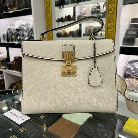 東區正精品㊣DIOR M5802CVQR Addict 白色全皮金釦手提包斜背包 RA1847-0